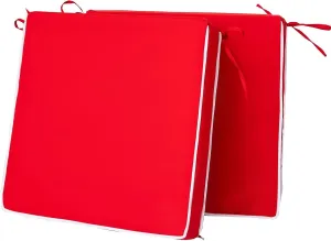 Outdoor Chair Cushions Set of 2, Waterproof Outdoor Seat Cushions for Patio Furniture, Patio Chair Cushion with Ties, Square Out Door Chair Pads,19" X 19" X 3", Red