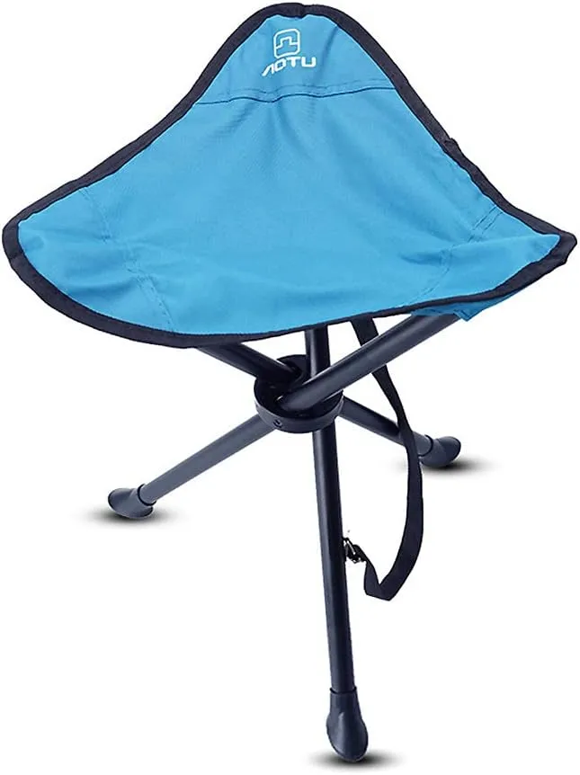Outdoor Portable Camping Stool, Fishing Stool, Three-Legged Stool, for Fishing, Camping, Outdoor Barbecue, Mountaineering and Concert, Bear up to 220Lbs (Blue)