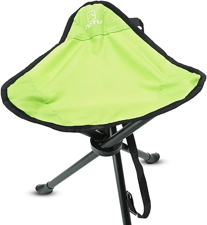Outdoor Portable Camping Stool, Fishing Stool, Three-Legged Stool, for Fishing, Camping, Outdoor Barbecue, Mountaineering and Concert, Bear up to 220Lbs (Green)