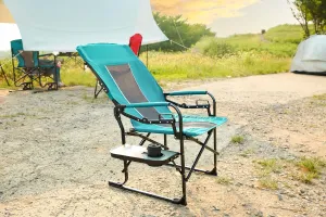 Oversized Folding Camping Chair with Side Table & Cup Holder Heavy-Duty Portable Outdoor Chair for Fishing Lawn Travel 250lbs Capacity, Blue