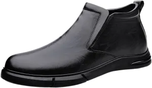 Oxford Dress Shoes for Men Spanish Leather Business Slip On Plain Toe Party Wedding Non Slip Low Top Block Heel Anti-Slip Classic