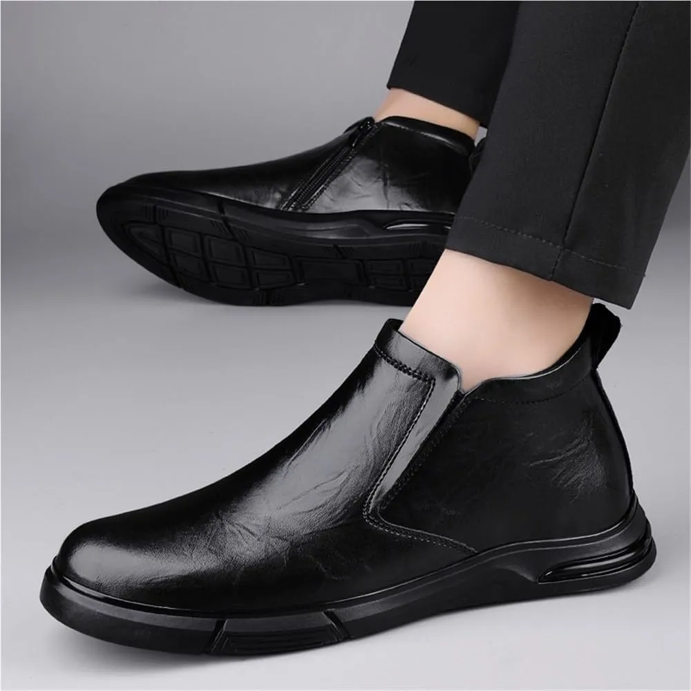 Oxford Dress Shoes for Men Spanish Leather Business Slip On Plain Toe Party Wedding Non Slip Low Top Block Heel Anti-Slip Classic
