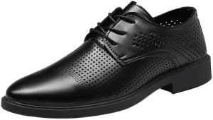 Oxford Shoes for Men Breathable Hollow Cowhide Leather Formal Shoes for Men Elegant & Classic Business Casual Shoes Trendy Male Social Shoes