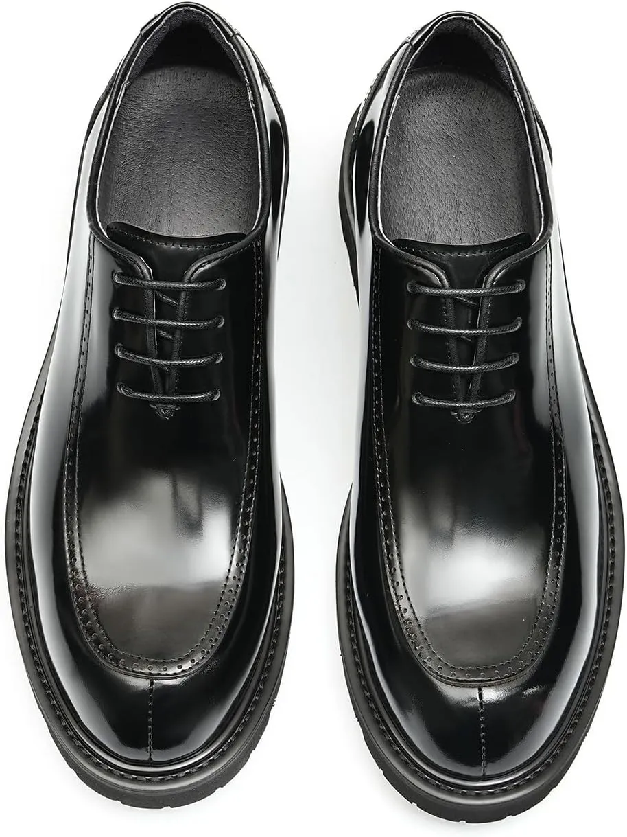 Oxfords Dress Shoes for Men Patent Leather Wingtip Formal Derby Fashion Comfortable Business Causal Tuxedo Shoes Mens Prom Wedding Shoes