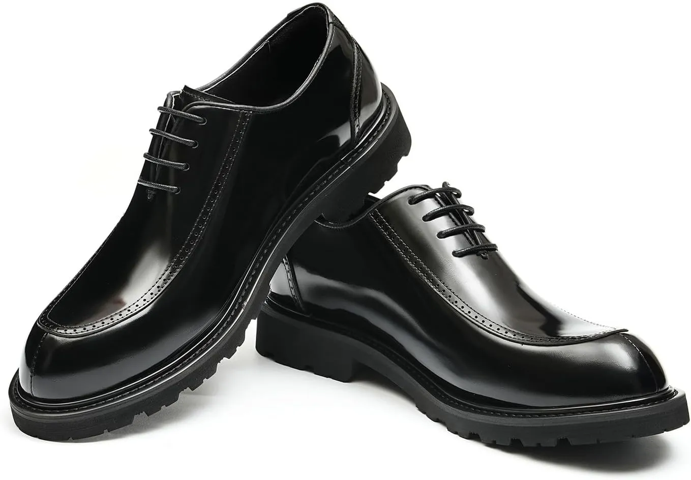 Oxfords Dress Shoes for Men Patent Leather Wingtip Formal Derby Fashion Comfortable Business Causal Tuxedo Shoes Mens Prom Wedding Shoes