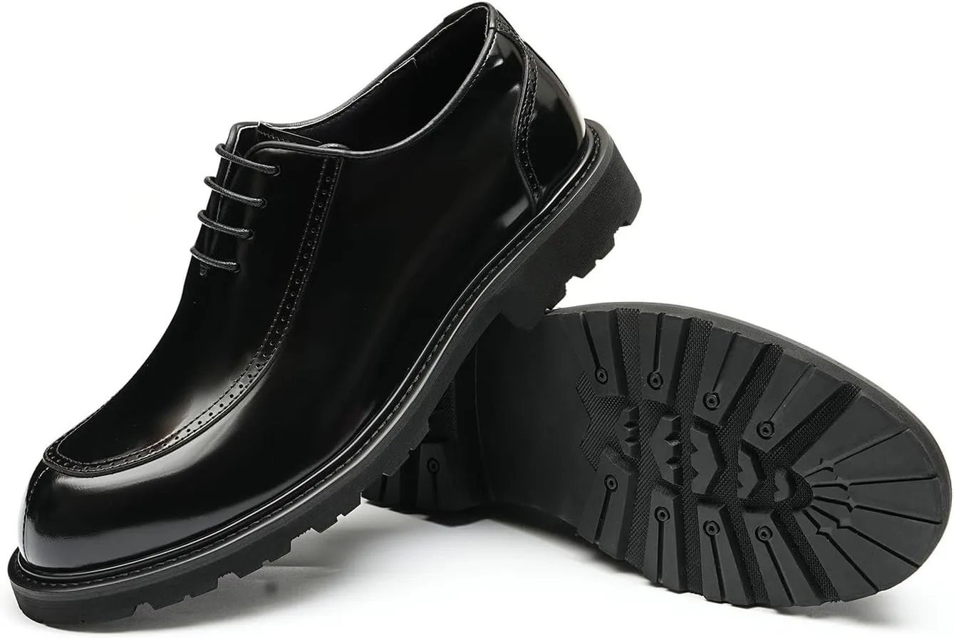 Oxfords Dress Shoes for Men Patent Leather Wingtip Formal Derby Fashion Comfortable Business Causal Tuxedo Shoes Mens Prom Wedding Shoes