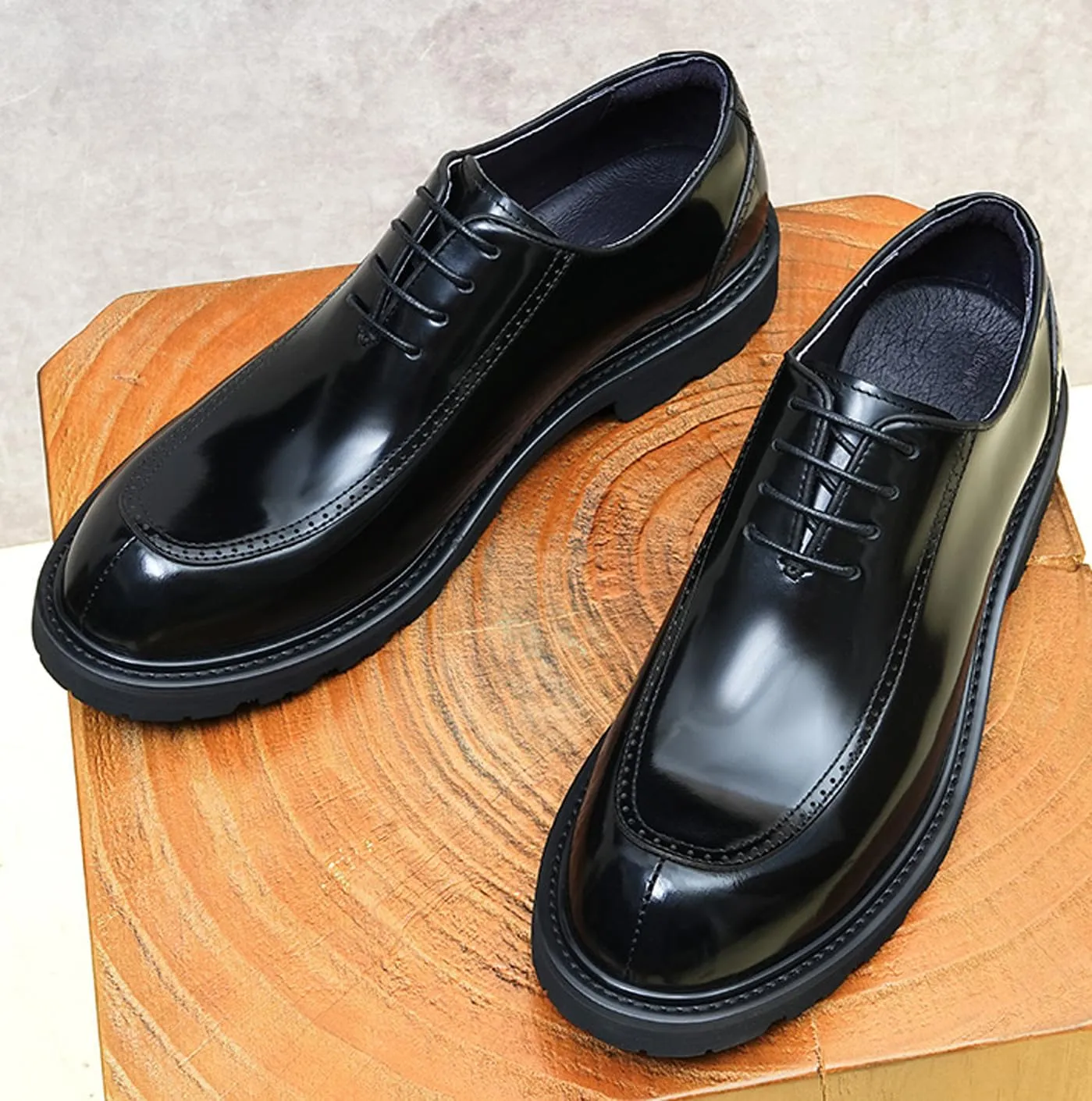 Oxfords Dress Shoes for Men Patent Leather Wingtip Formal Derby Fashion Comfortable Business Causal Tuxedo Shoes Mens Prom Wedding Shoes