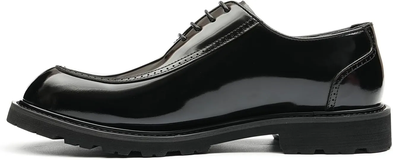 Oxfords Dress Shoes for Men Patent Leather Wingtip Formal Derby Fashion Comfortable Business Causal Tuxedo Shoes Mens Prom Wedding Shoes