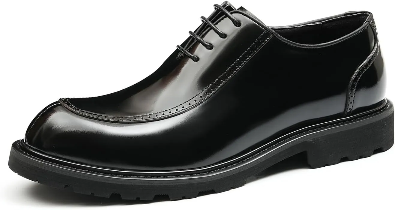 Oxfords Dress Shoes for Men Patent Leather Wingtip Formal Derby Fashion Comfortable Business Causal Tuxedo Shoes Mens Prom Wedding Shoes