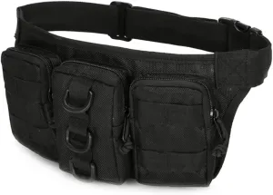 PartyKindom Pack Fanny Pack for Men Adjustable Waist Bag with Separate Pockets for Hiking Travel and Workouts Durable Material Black