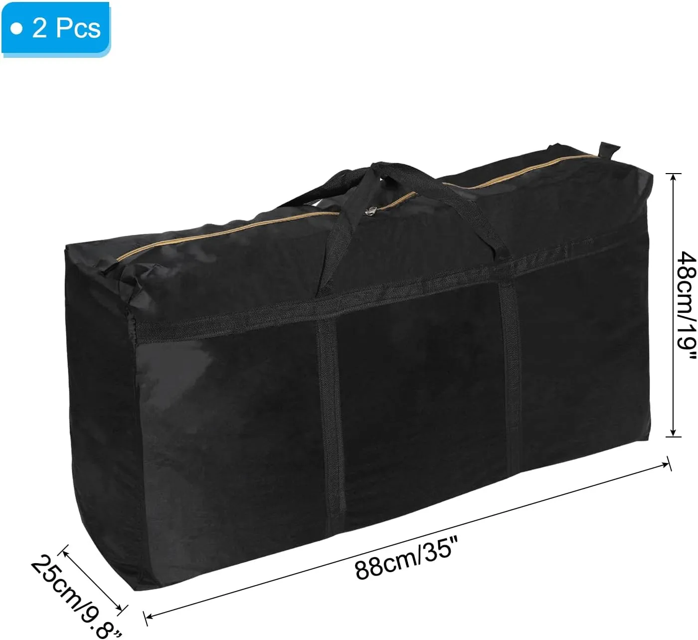 PATIKIL 35" Extra Large Moving Bag for Travel, 2 Pack 210D Oxford Waterproof Storage Bag with Double Zippers Duffle Bag for Storage Packing Home Traveling Camping, Black (35"x9.8"x19")