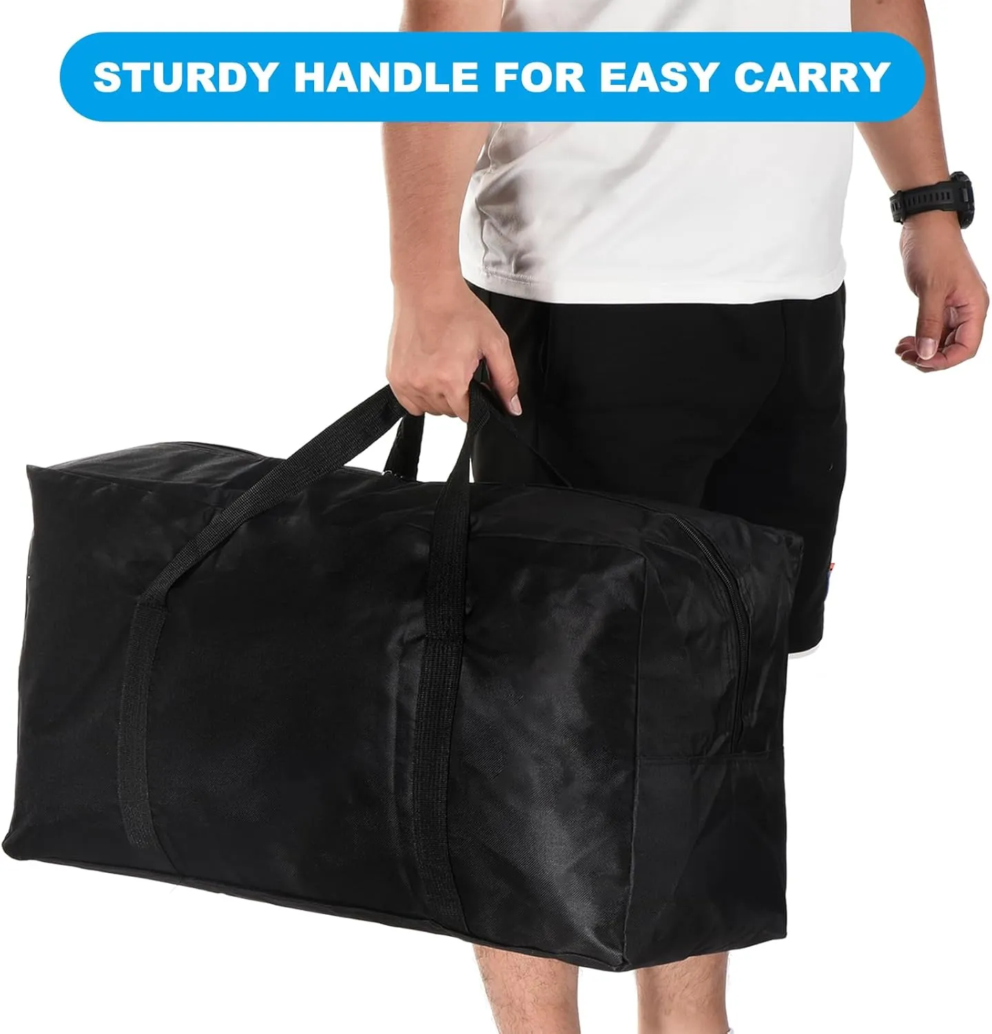 PATIKIL 35" Extra Large Moving Bag for Travel, 2 Pack 210D Oxford Waterproof Storage Bag with Double Zippers Duffle Bag for Storage Packing Home Traveling Camping, Black (35"x9.8"x19")