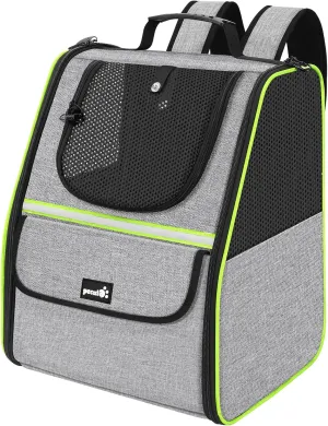 Pecute Cat Backpack Carrier for Travel & Hiking, Breathable Pet Carrier Backpack with Storage Pockets, Small Dog Carrier Bag for Outdoor Walking, Bike Riding, Vet Visits, Grey