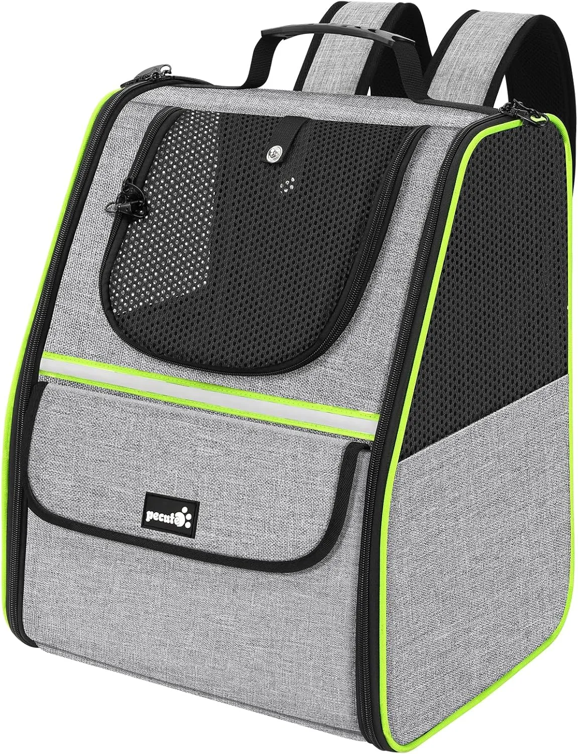 Pecute Cat Backpack Carrier for Travel & Hiking, Breathable Pet Carrier Backpack with Storage Pockets, Small Dog Carrier Bag for Outdoor Walking, Bike Riding, Vet Visits, Grey