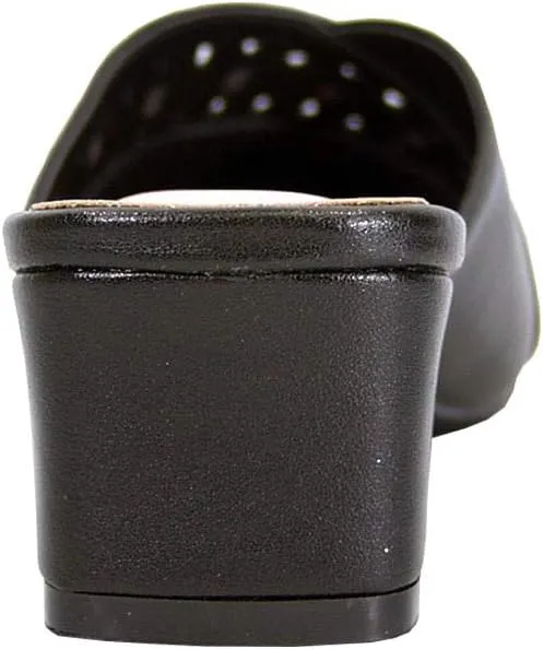 Peerage Darcie Women's Wide Width Mid-Heel Leather Dress Mules