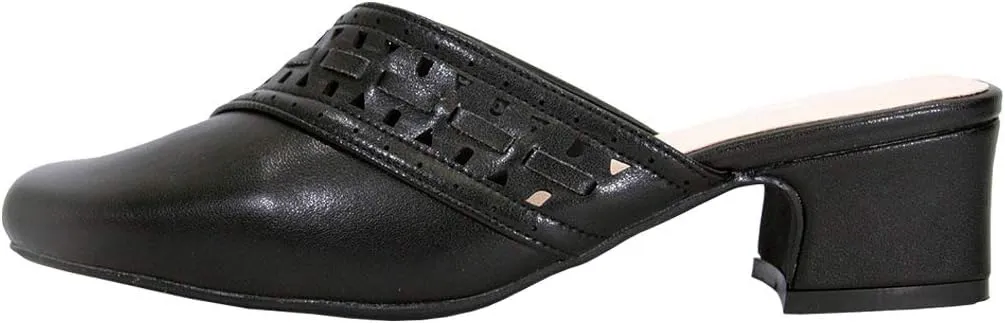 Peerage Darcie Women's Wide Width Mid-Heel Leather Dress Mules