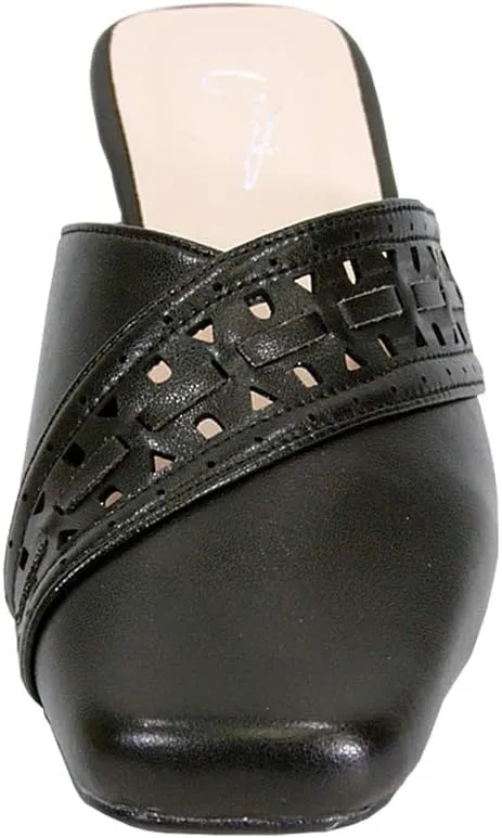 Peerage Darcie Women's Wide Width Mid-Heel Leather Dress Mules