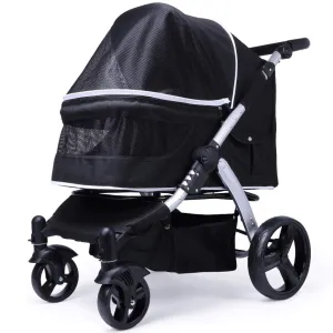 Pet Four-Wheeled Trolley Cats Dogs Carts Shockproof Durable Stroller Adjustable Direction One-Click Folding Quick Installation Suitable for Travel Pet Travel Stroller