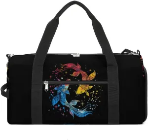 Pisces Zodiac Constellation Sports Gym Bag for Men Women Travel Duffel Bag with Shoulder Strap