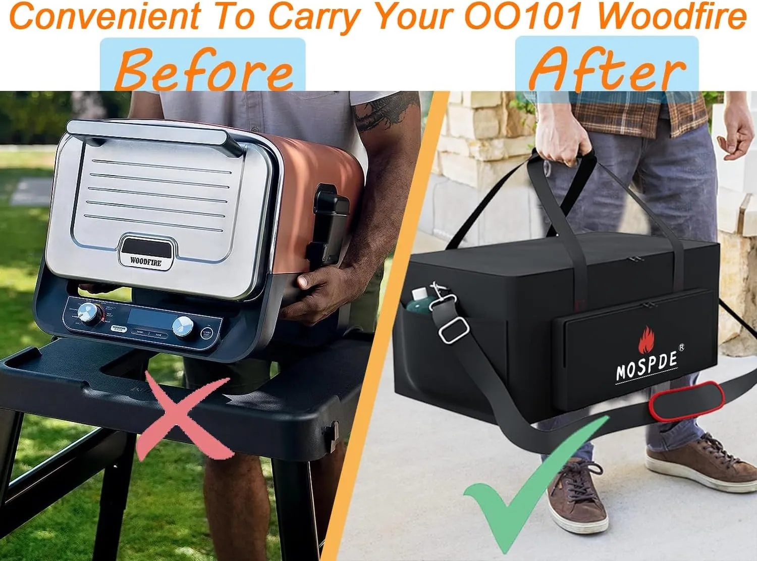 Pizza Oven Carry Bag Fits for Ninja OO101 Woodfire 8-in-1 Outdoor Oven, Fits Ninja Woodfire BBQ Smoker Outdoor Pizza Oven Travel-600D Heavy Duty Weather Resistant Carrying Bag