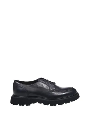 Polished Black Derby Shoes With Calf Leather Sole