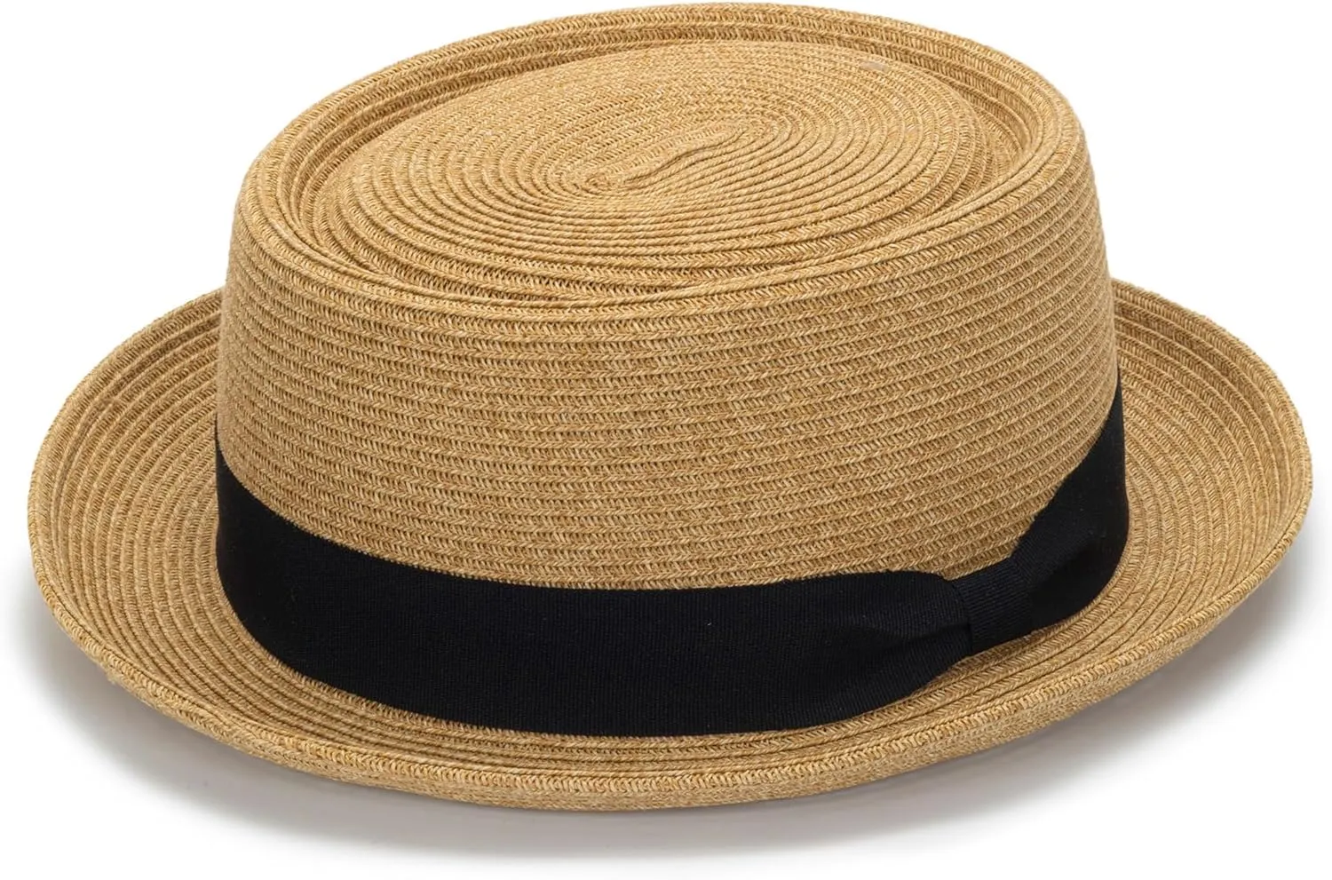 Pork-Pie-Hat-for-Men-Women Straw-Boater-Hat Summer-Sun-Derby-Fedora with Bowknot