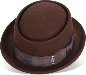 Pork Pie Hats for Men/Women, 100% Wool Felt Hat Stout Porkpie Breaking Bad Hat Flat Top Fedora Hats Boater Derby Crushable