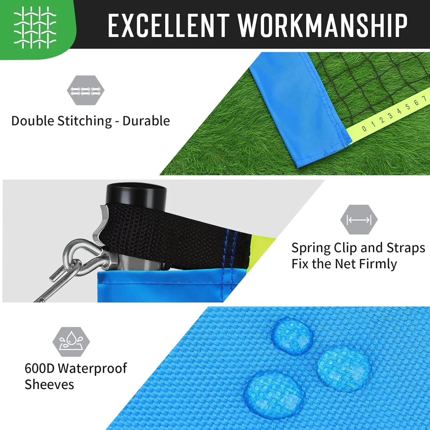 Portable Badminton Net with 4 Badminton Rackets, Durable Badminton Net Set for Driveway Backyard, Stable Game Net System with Carring Bag