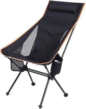 Portable Camping Chair Folding Ultra Light Aluminum Alloy Folding Chair Portable Fishing Chair Outdoor Leisure Recliner Beach Chair Bearing Capacity up to 150Kg,Blue, Black