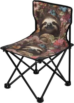 Portable Camping Folding Chairs Foldable Chair Small Sloth Flower 1 Lightweight Backpacking Outdoor Outside Fishing