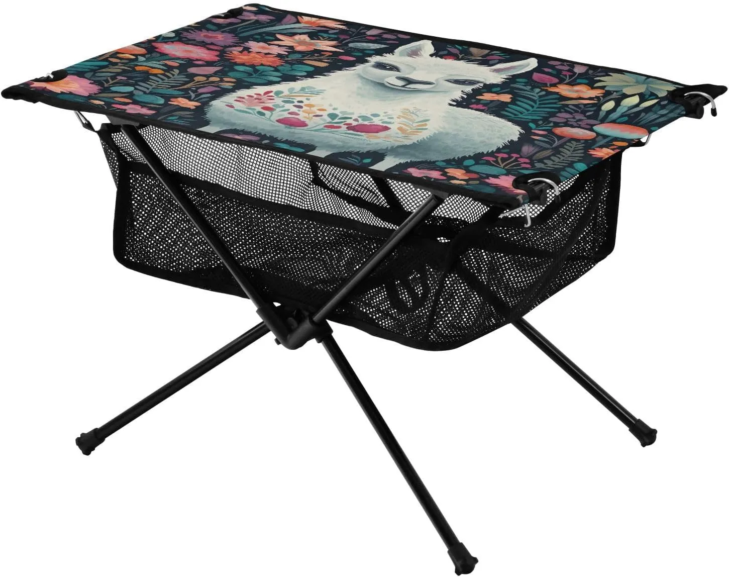 Portable Camping Table Foldable with Mesh Storage Lightweight Compact Camp Tent Side Table for Outside,Camping,Hiking,Tailgating,Alpaca