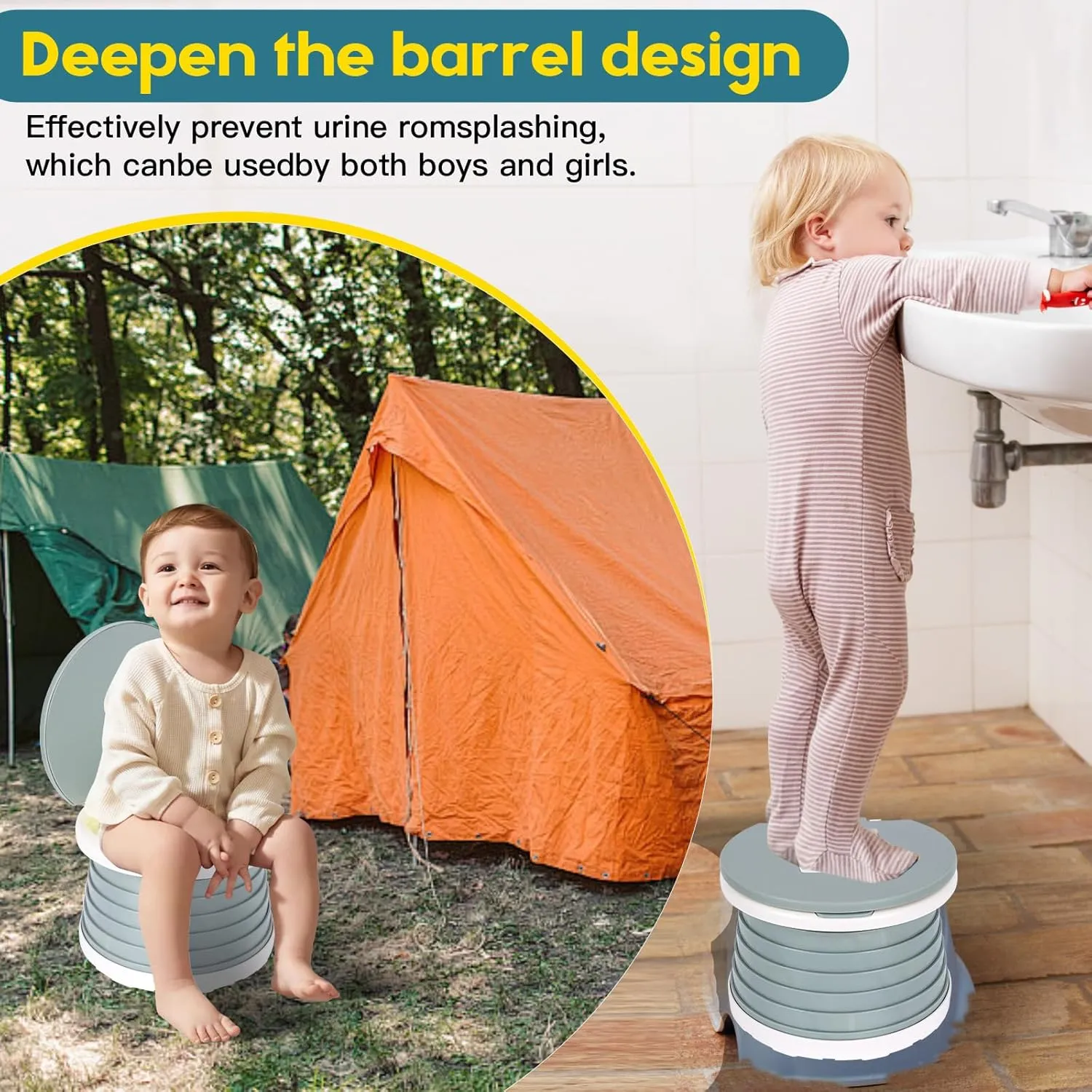 portable, foldable potty seat for toddler, Training Toilet Seat Emergency Toilet for Car, Camping, Outdoor, indoor (grey, small)