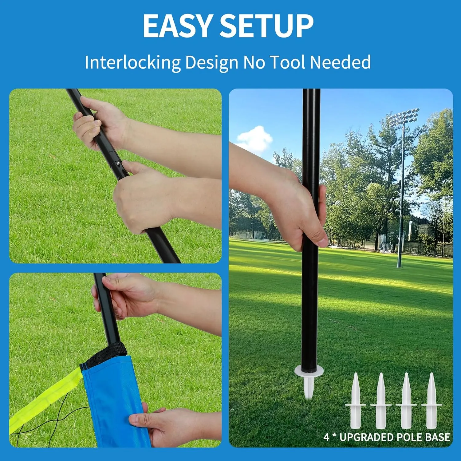 Portable Outdoor Volleyball Net Set for Backyard Beach with Adjustable Poles, Durable 20ft/32ft Net, Soft PU Volleyball & Pump, Carry Bag - Easy Set Up & Durable