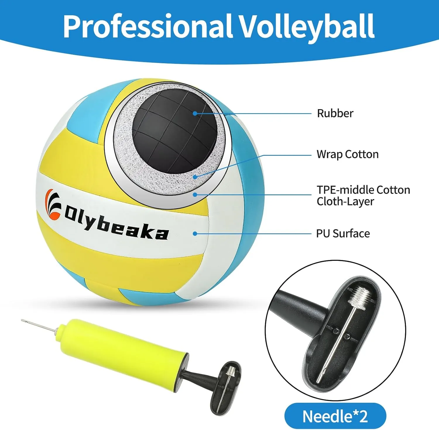 Portable Outdoor Volleyball Net Set for Backyard Beach with Adjustable Poles, Durable 20ft/32ft Net, Soft PU Volleyball & Pump, Carry Bag - Easy Set Up & Durable
