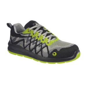 Portwest Composite Lite Eco Safety Trainer S1P - Black/Yellow, Recycled Upper, Lightweight, Comfort Gel Footbed, Slip Resistant