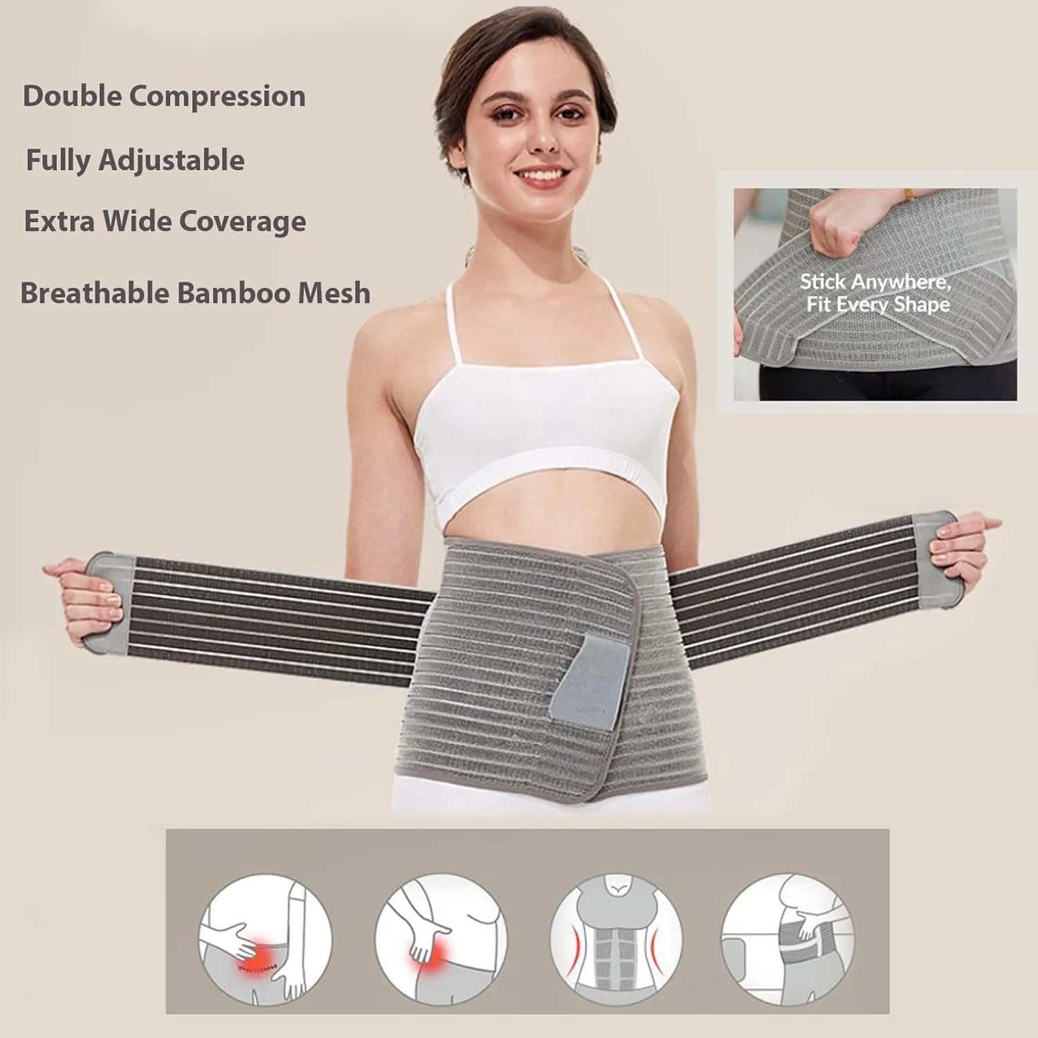 Postpartum Belly Binder, C Section Recover Must Have Postpartum Essentials for Women Back Support and Waist Trainer L/XL
