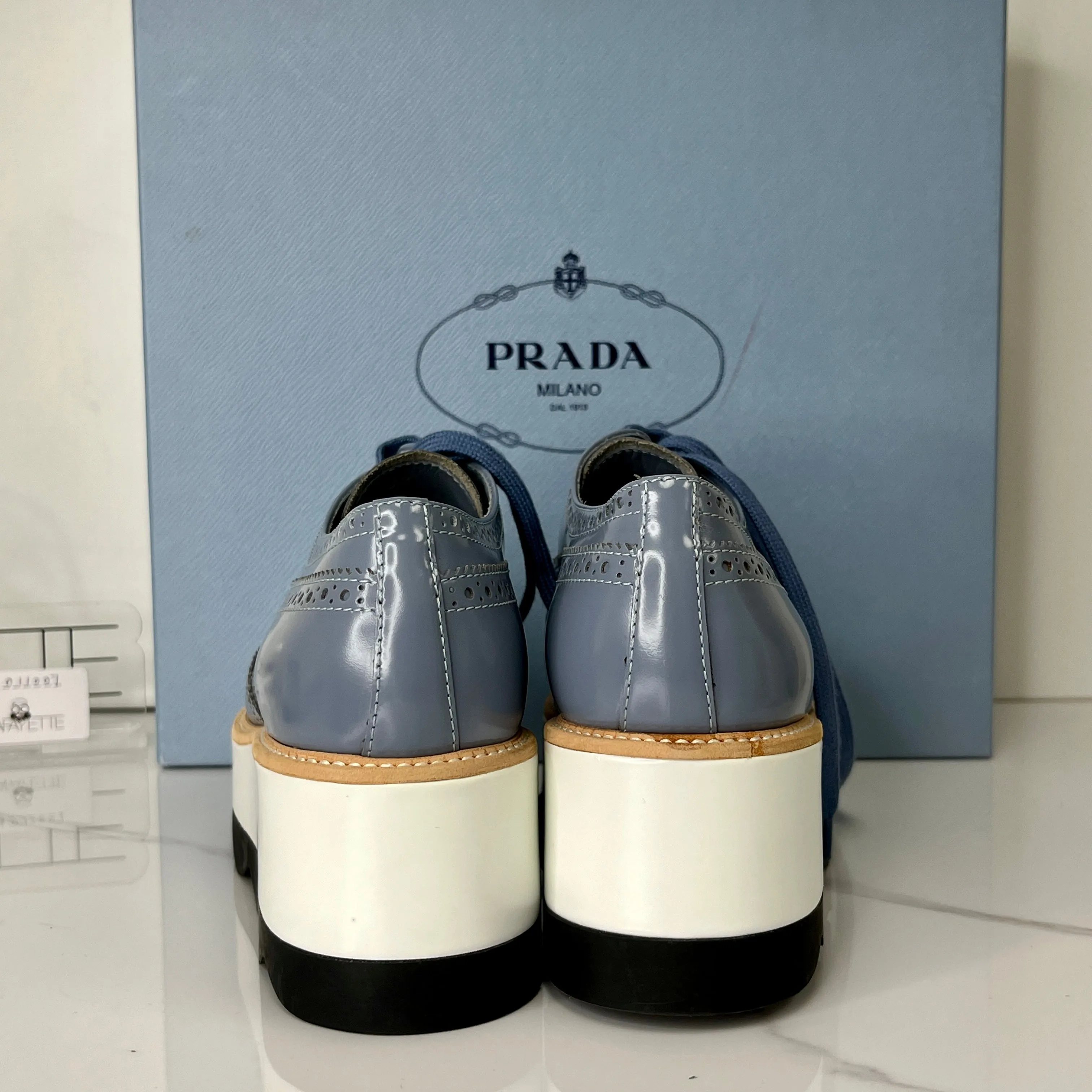 Prada Supportive policies Oxford Leather Closing soon Platform Blue