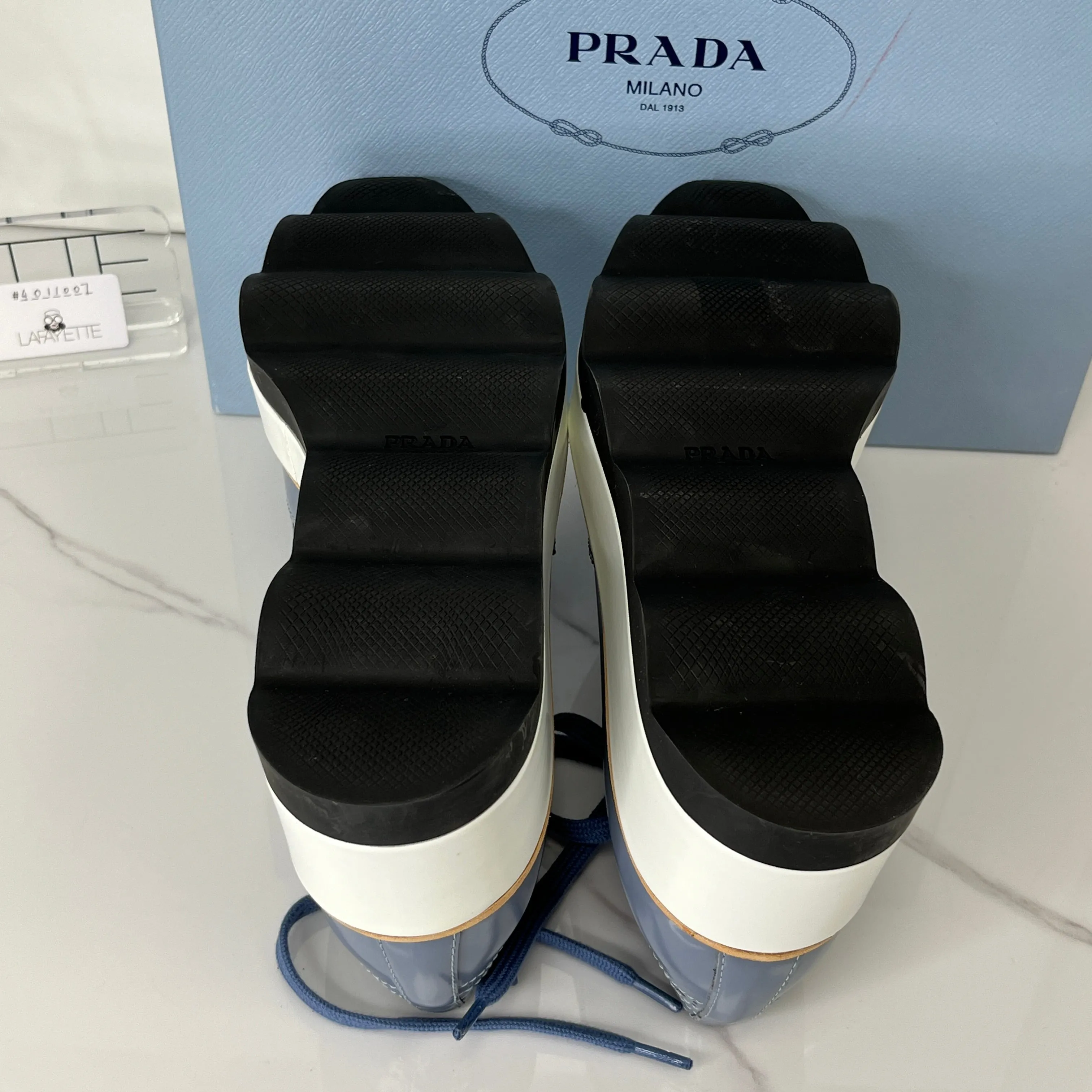 Prada Supportive policies Oxford Leather Closing soon Platform Blue
