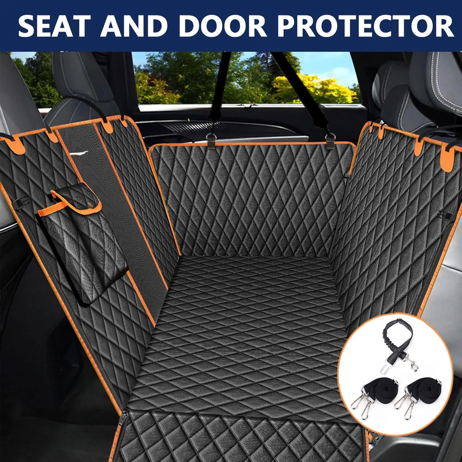 Premium Dog Car Seat Cover for Back Seat – Heavy-Duty Hammock Style with Seat Belt, Waterproof, Anti-Slip, Scratch-Resistant, Durable Pet Protector for SUV Truck, Easy to Clean, Universal Fit