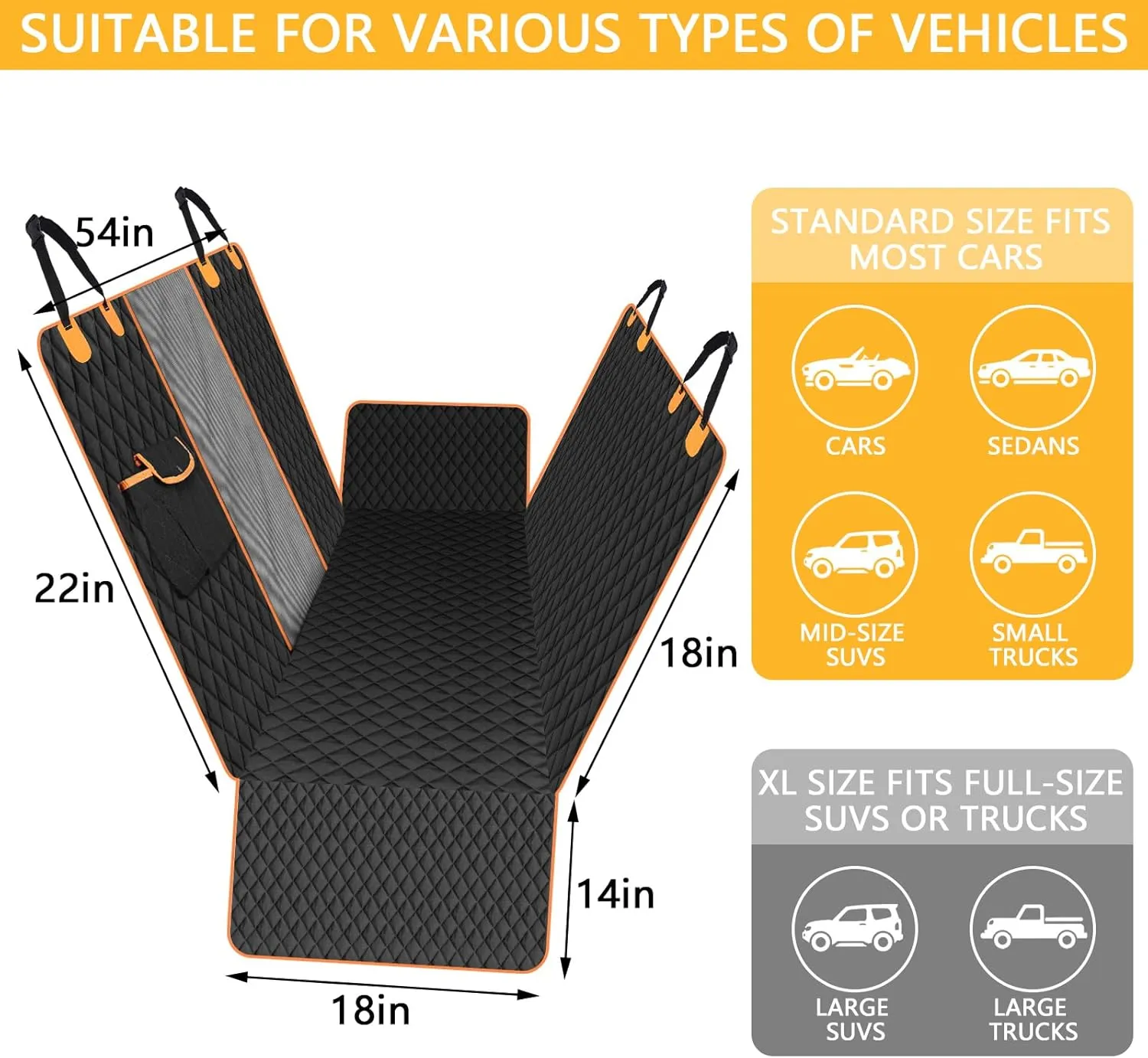 Premium Dog Car Seat Cover for Back Seat – Heavy-Duty Hammock Style with Seat Belt, Waterproof, Anti-Slip, Scratch-Resistant, Durable Pet Protector for SUV Truck, Easy to Clean, Universal Fit