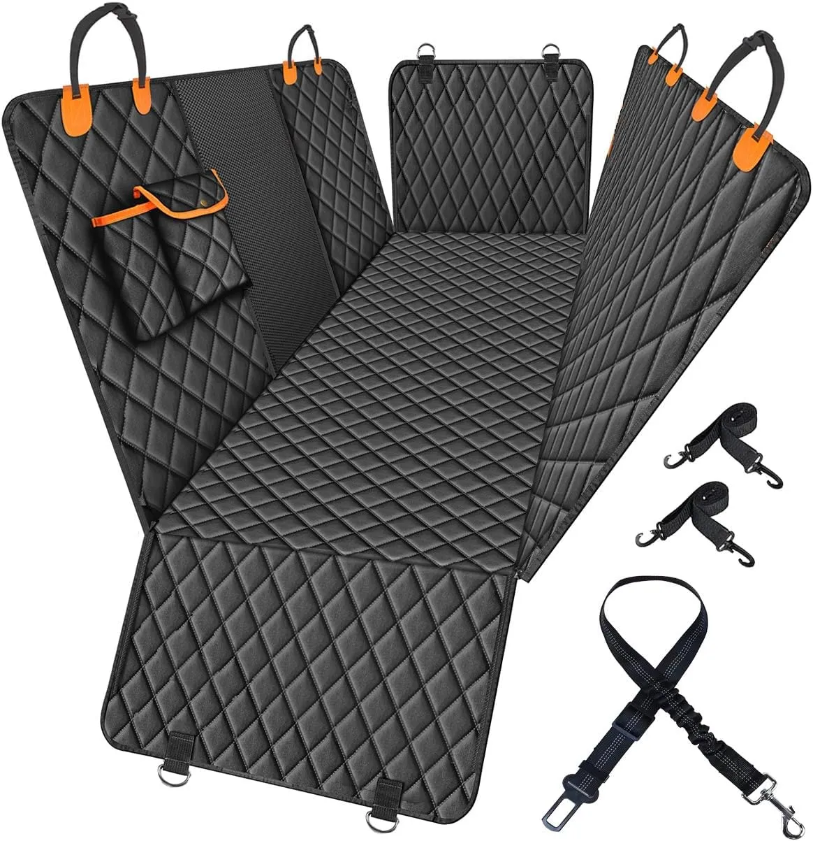 Premium Dog Car Seat Cover for Back Seat – Heavy-Duty Hammock Style with Seat Belt, Waterproof, Anti-Slip, Scratch-Resistant, Durable Pet Protector for SUV Truck, Easy to Clean, Universal Fit