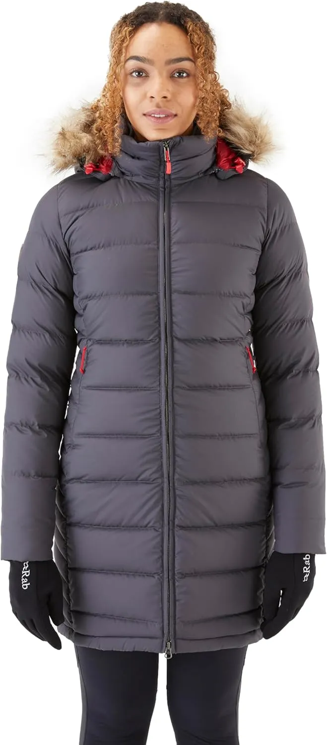 Rab Women's Deep Cover 700-Fill Long Down Parka Winter Coat for Hiking and Apres-Ski