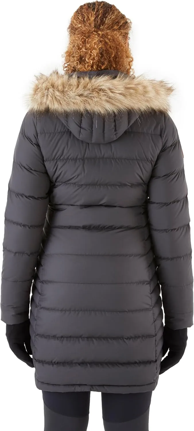 Rab Women's Deep Cover 700-Fill Long Down Parka Winter Coat for Hiking and Apres-Ski