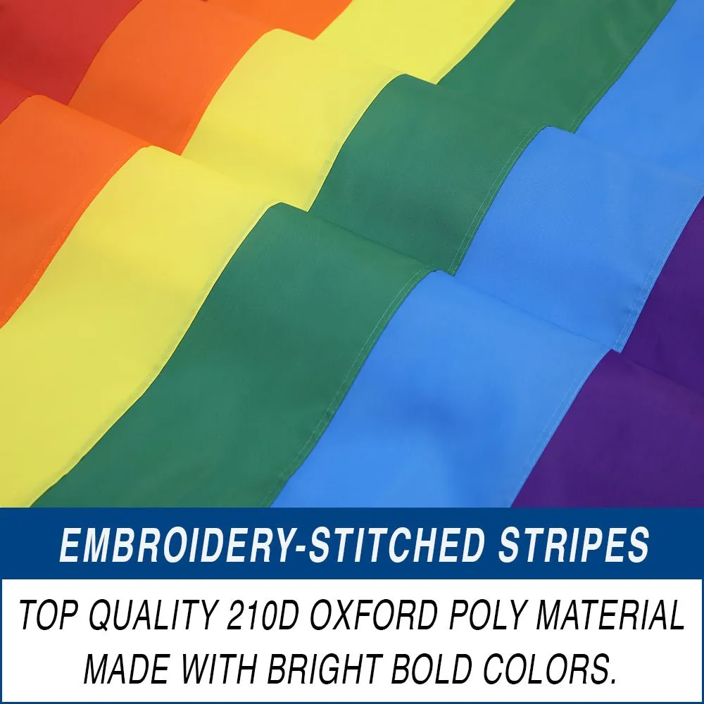 Rainbow Embroidered Flag 3x5ft
