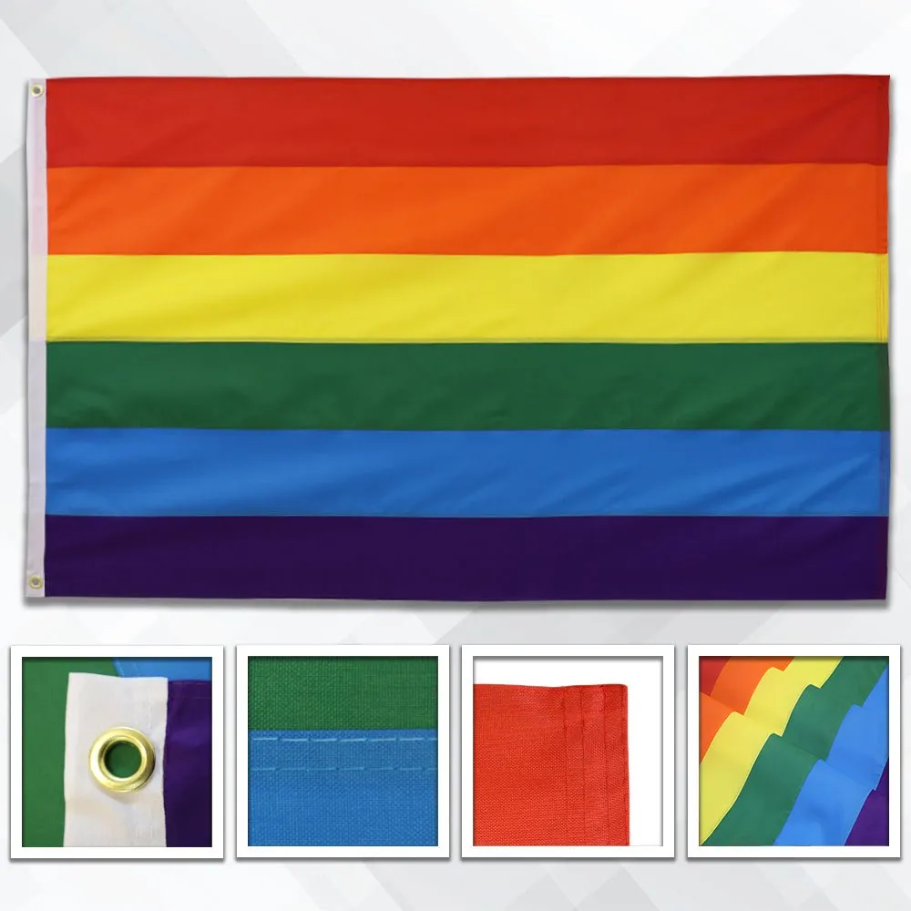 Rainbow Embroidered Flag 3x5ft