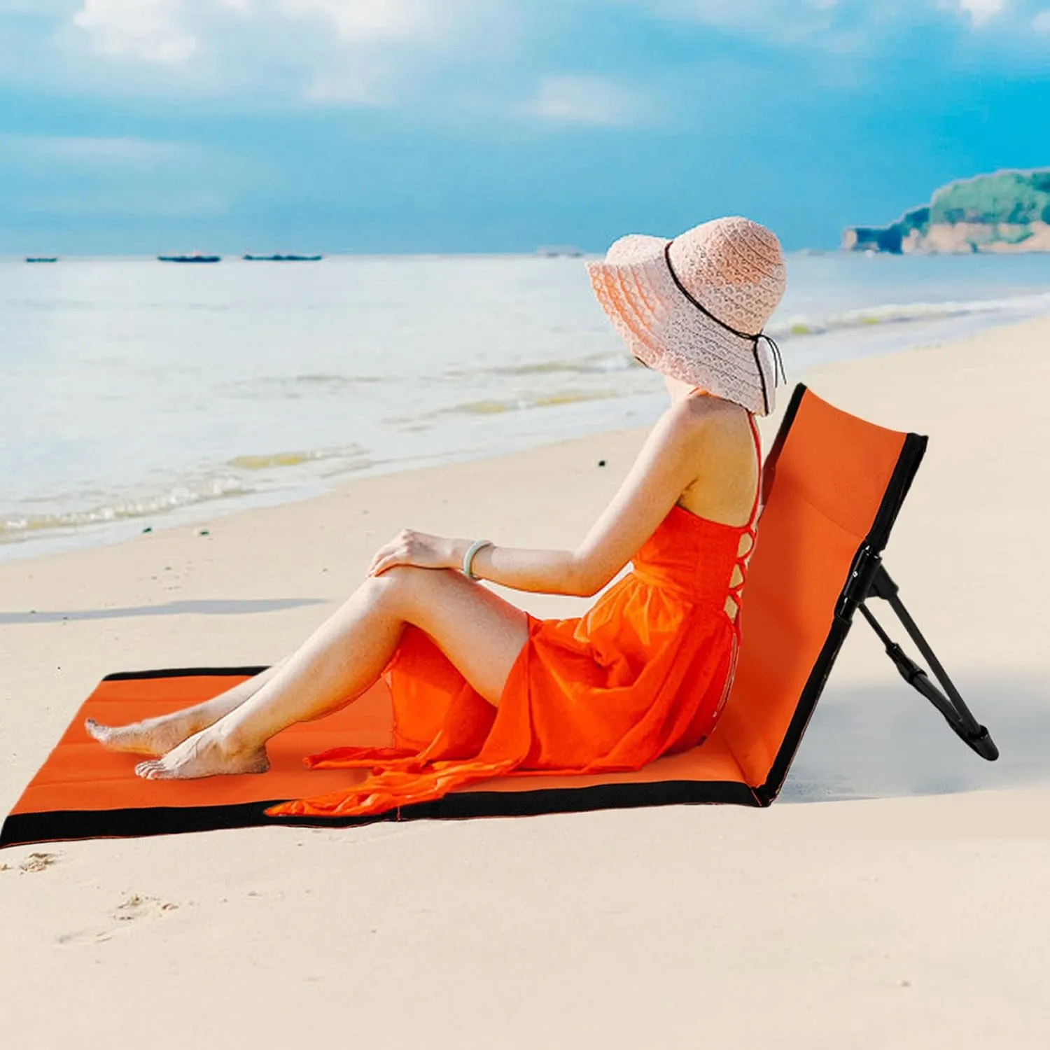 Reclining Beach Mat 15x43.3x15.8/15x26.8x15.8'' Oxford Cloth Waterproof Foldable Beach Lounge Chair Lightweight & Portable Beach Lounger for Adults Holidays Camping Park