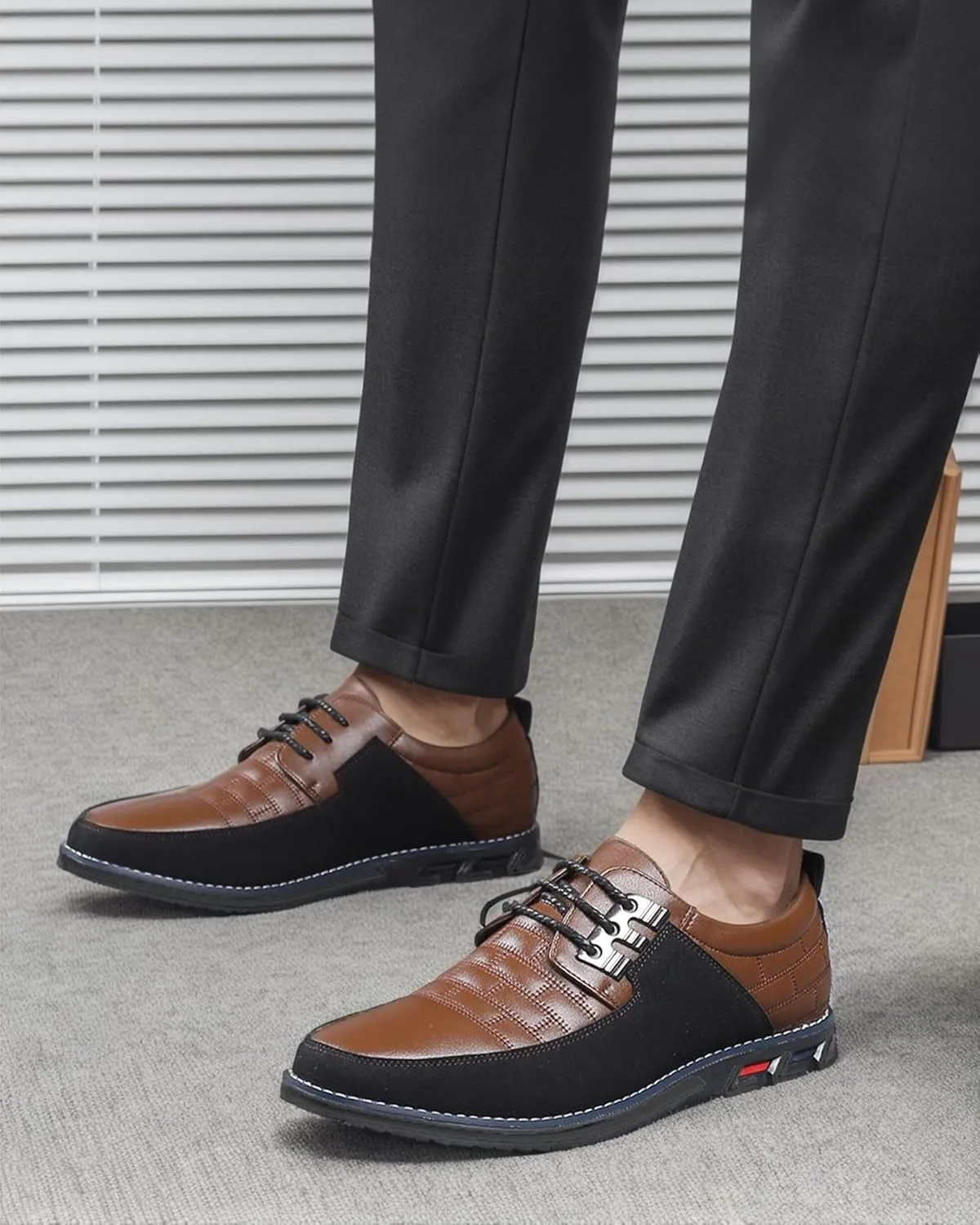 Recyphi Men’s Oxford Derby Orthopedic Leather Shoes Casual Dress Sneakers Formal Business Loafers Comfortable Walking Driving Shoes
