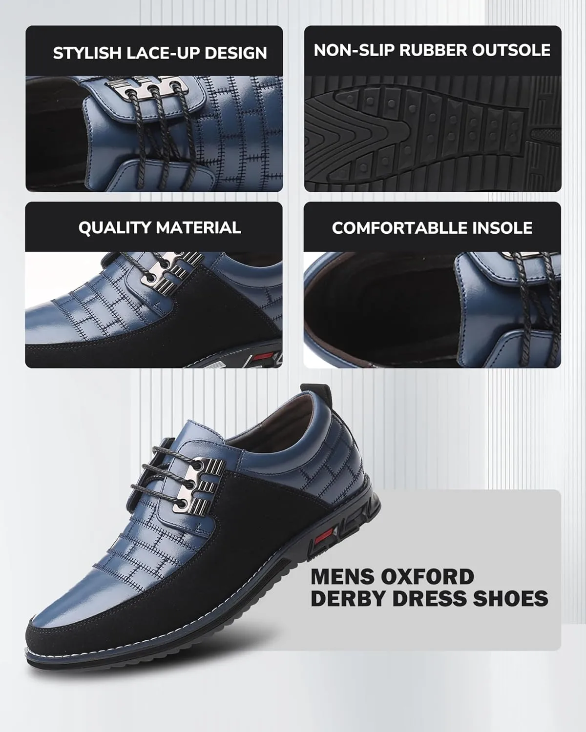 Recyphi Men’s Oxford Derby Orthopedic Leather Shoes Casual Dress Sneakers Formal Business Loafers Comfortable Walking Driving Shoes