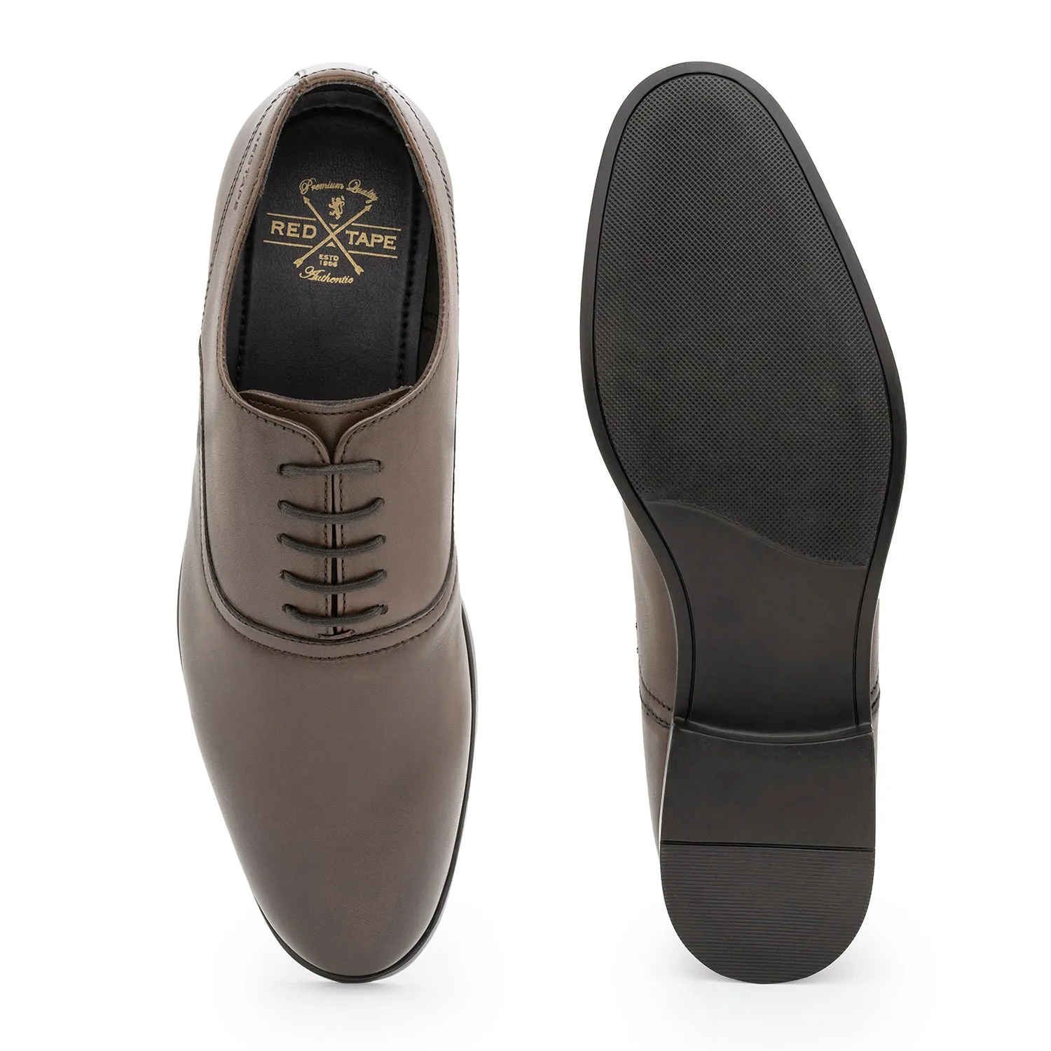 Red Tape Formal Oxford Shoes for Men |Refined Round-Toe Shaped Real Leather Shoes with Low-cut Pattern