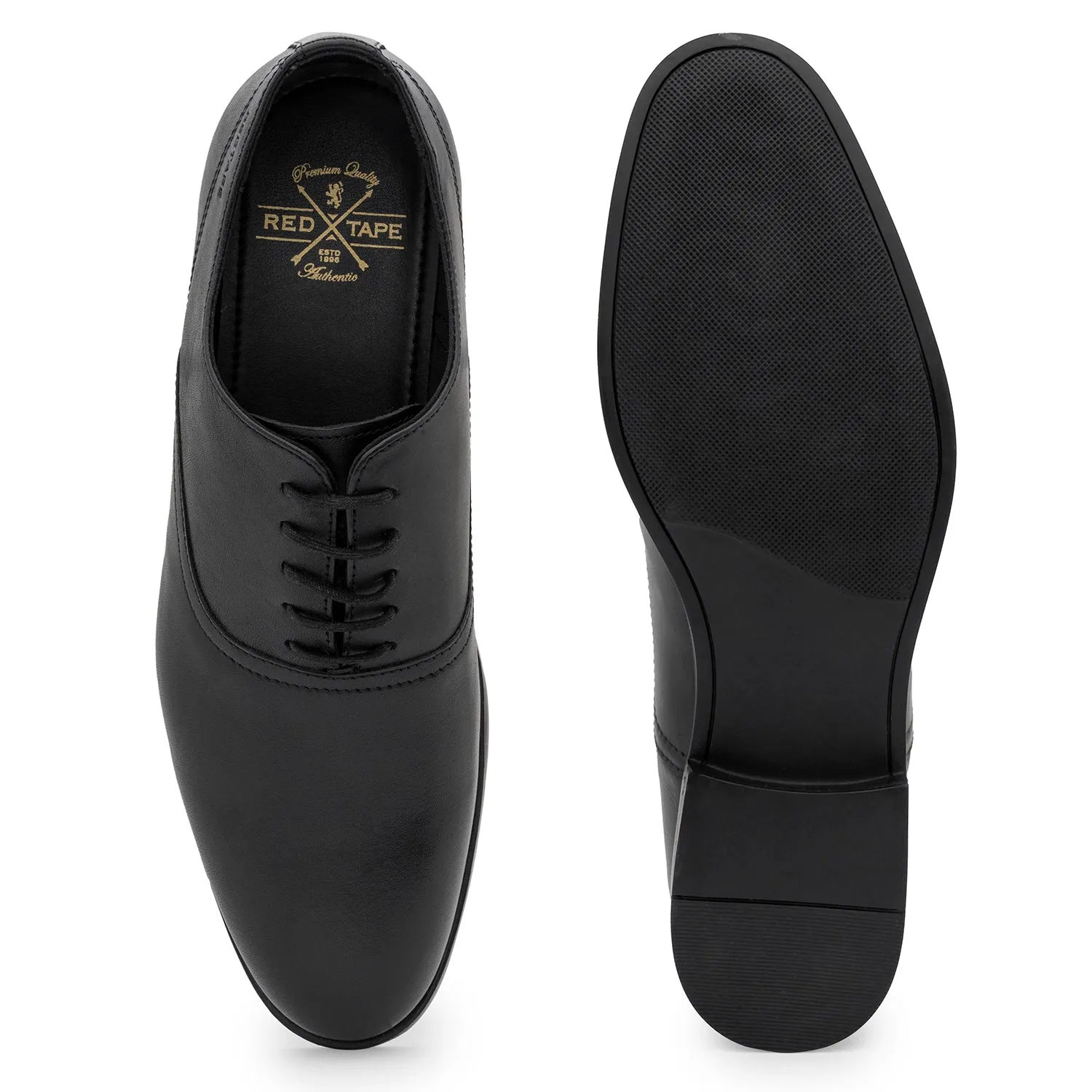 Red Tape Formal Oxford Shoes for Men |Refined Round-Toe Shaped Real Leather Shoes with Low-cut Pattern